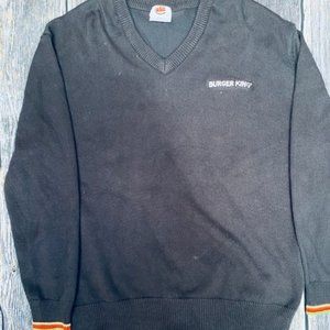 Vtg 80s Burger King V-neck Sweater M